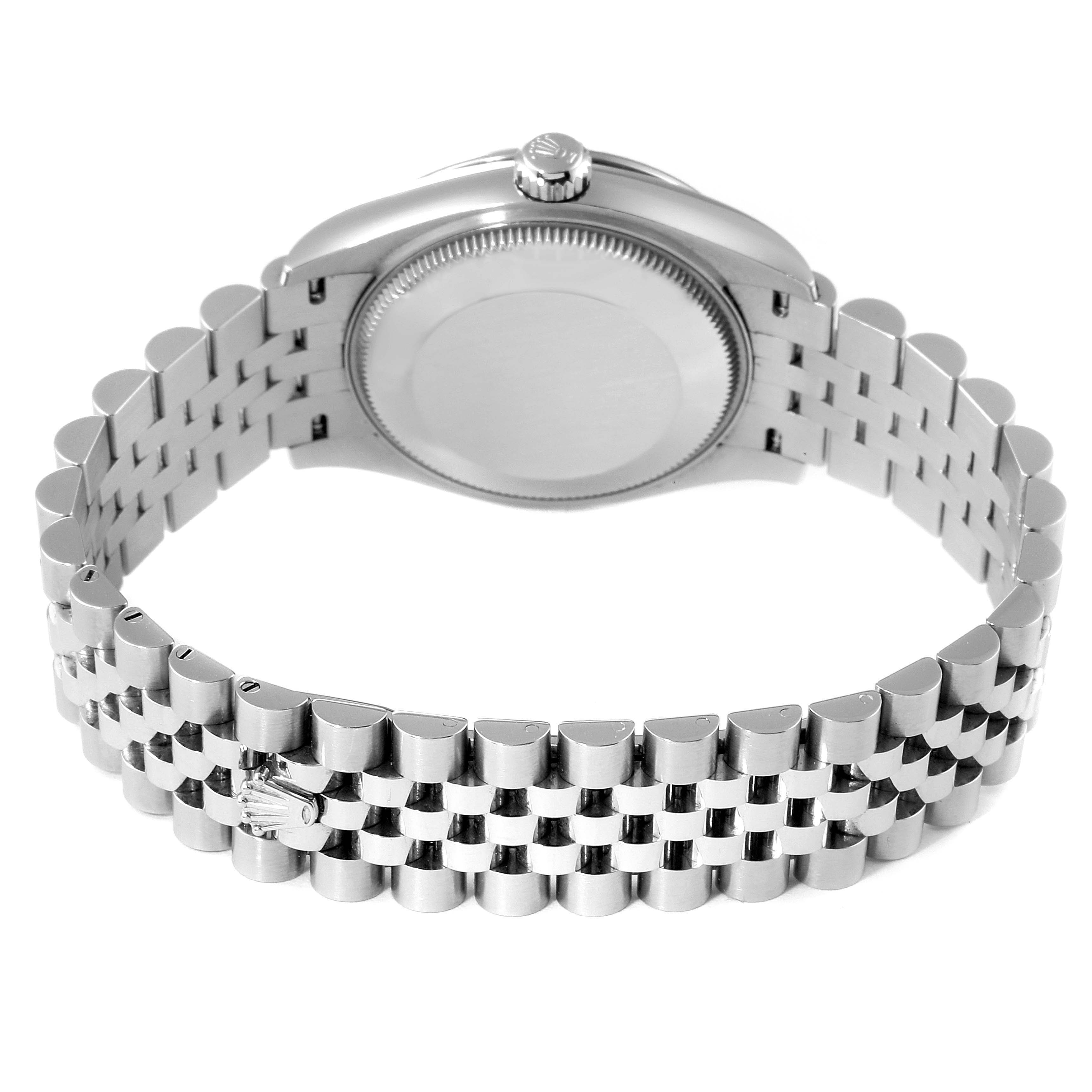 The Rolex Mid-Size 278274 Women
s Stainless Steel Pink Dial 278274 Women
s Stainless Steel Pink Dial model watch is shown from the rear, displaying the bracelet and the back of the case.