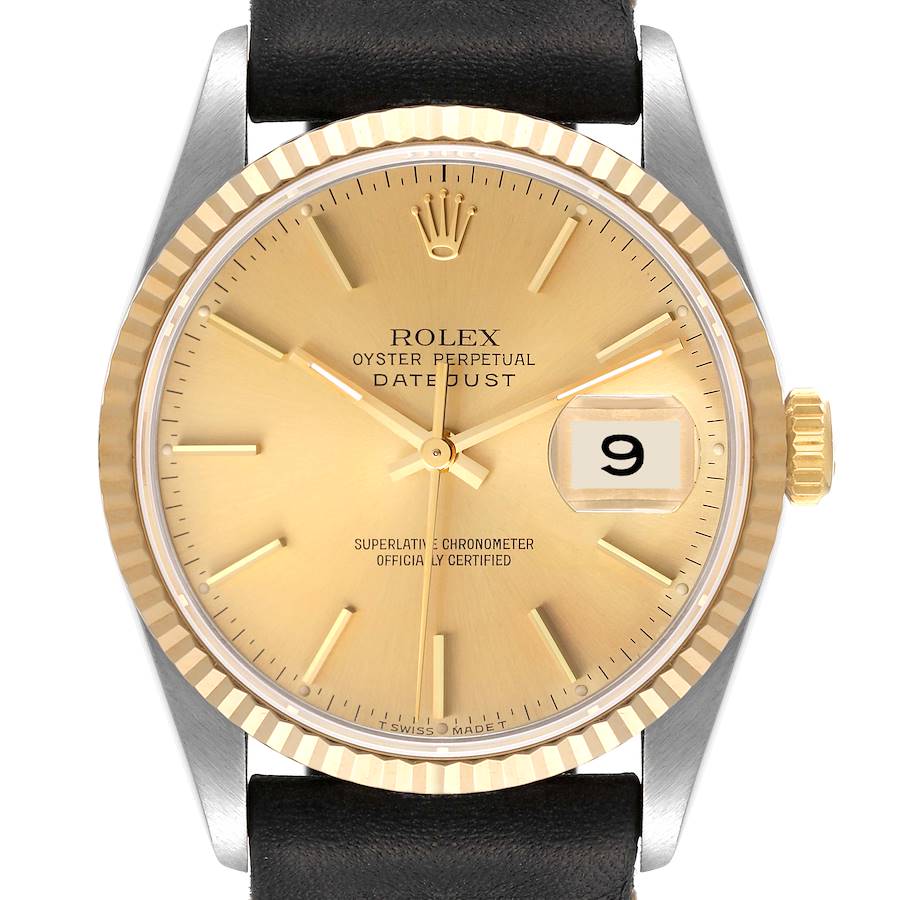 Rolex Datejust Steel 18K Yellow Gold Champagne Dial Mens Watch 16233 SwissWatchExpo