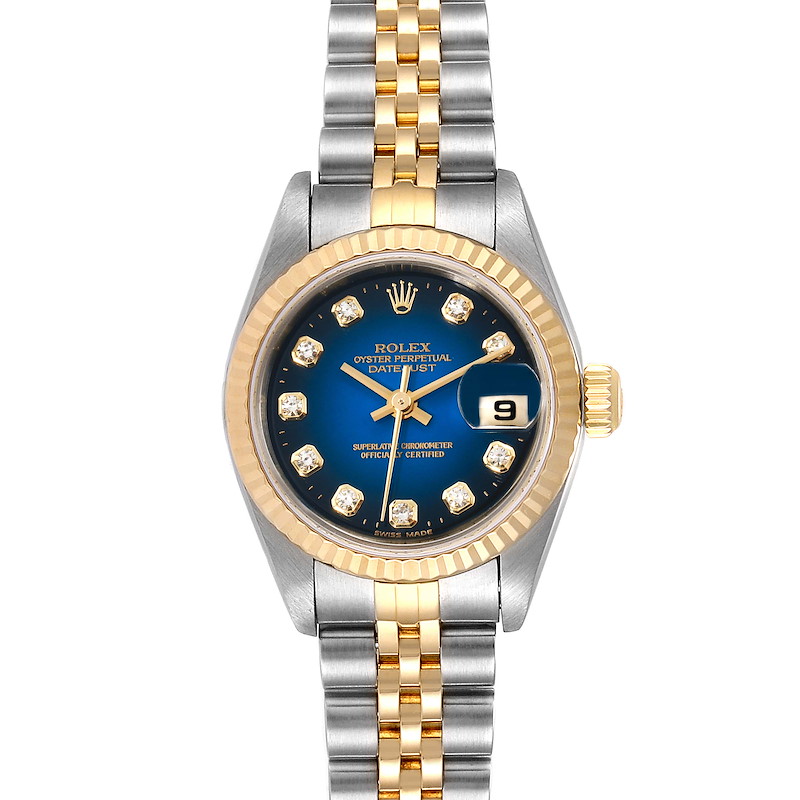 Rolex Datejust Steel 18K Yellow Gold Vignette Diamond Ladies Watch 79173 SwissWatchExpo
