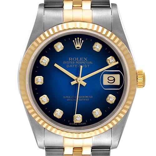 Photo of NOT FOR SALE Rolex Datejust Steel Yellow Gold Blue Vignette Diamond Dial Mens Watch 16233 PARTIAL PAYMENT