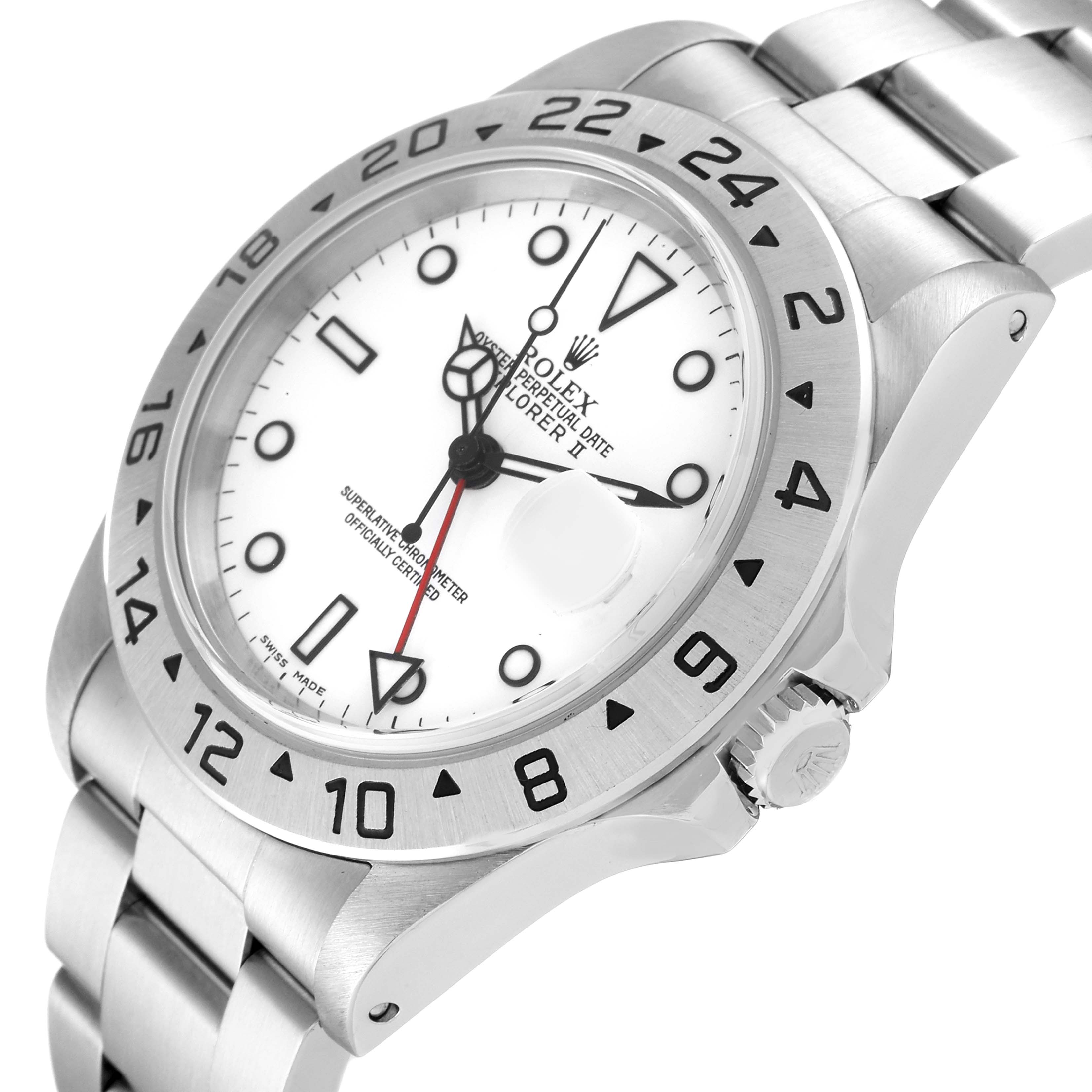 This image shows a close-up angle of a Rolex Explorer 16570 Men's Stainless Steel White Dial 16570 Men's Stainless Steel White Dial watch, highlighting the dial, bezel, and part of the bracelet.