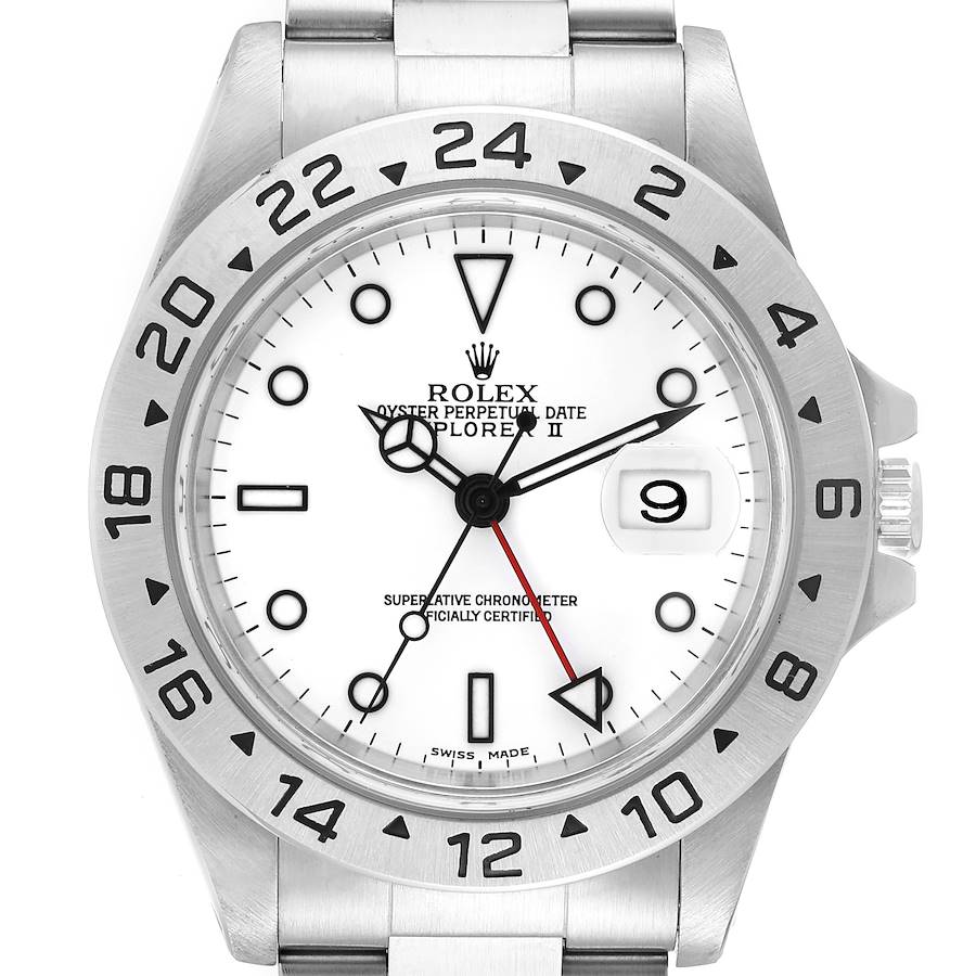 Rolex Explorer II 40mm White Polar Dial Steel Mens Watch 16570 SwissWatchExpo