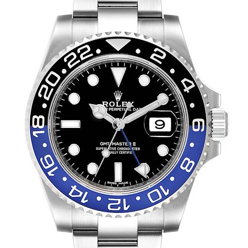 Photo of Rolex GMT Master II Batman Blue Black Bezel Steel Watch 116710 Unworn
