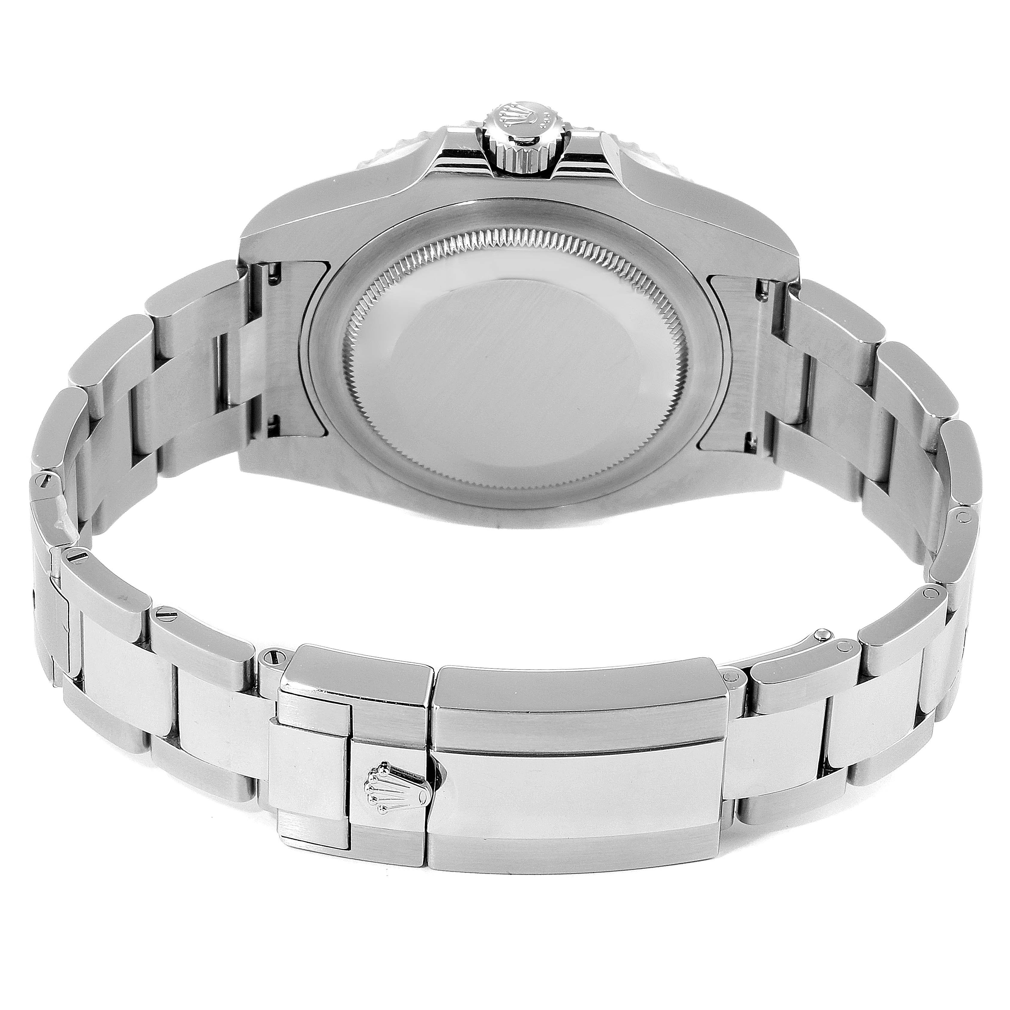 This image shows the back case and bracelet of a Rolex GMT-Master 116710 Men's Stainless Steel Black Dial 116710 Men's Stainless Steel Black Dial watch from a rear angle.