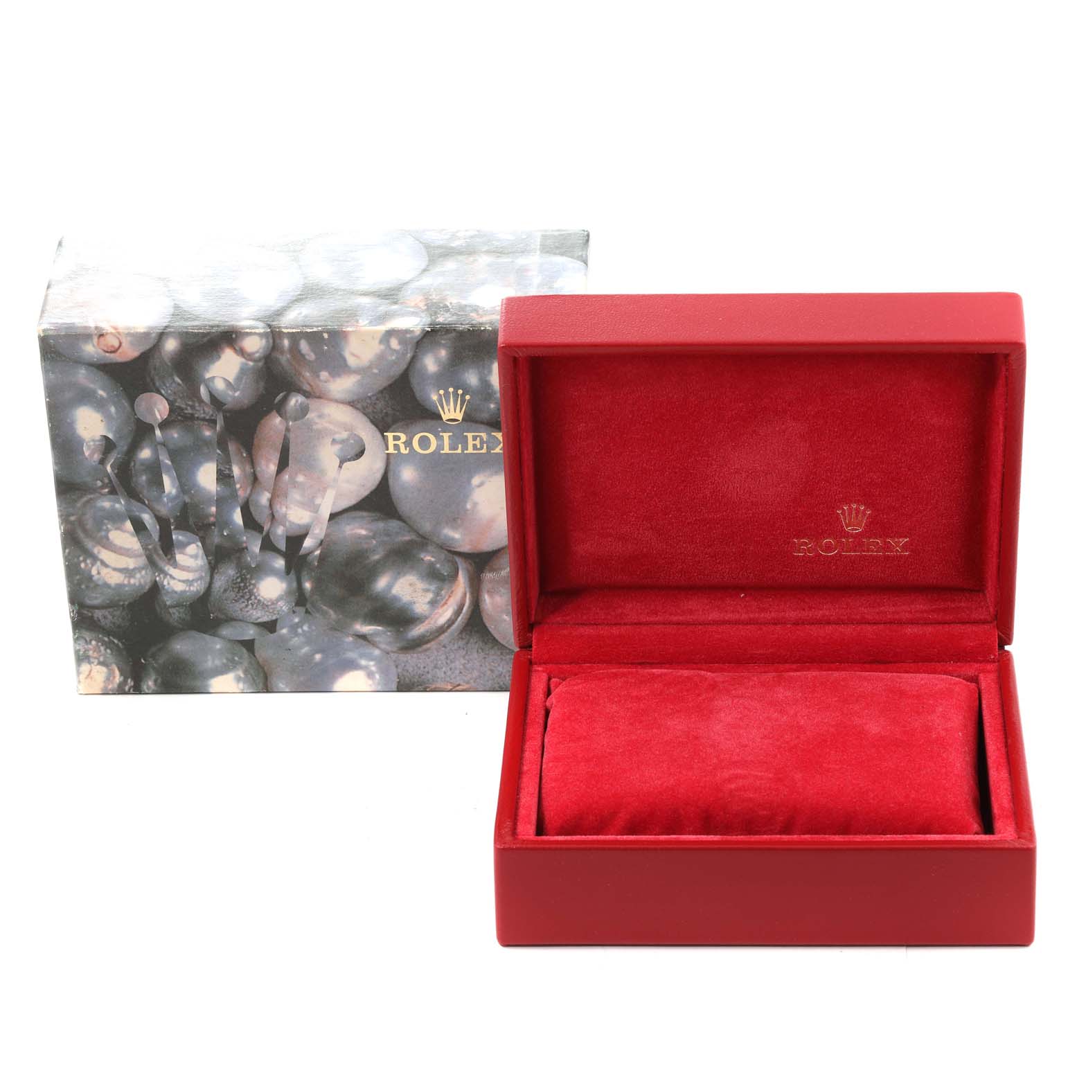 The image shows a Rolex Oyster Perpetual 76080 Women's Stainless Steel Blue Dial 76080 Women's Stainless Steel Blue Dial watch box and outer packaging from a frontal angle.