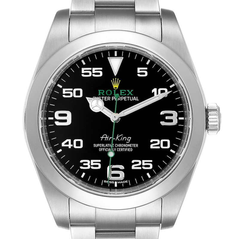 Rolex Oyster Perpetual Air King 40mm Green Hand Steel Mens Watch 116900 SwissWatchExpo