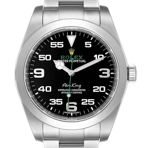 Photo of Rolex Oyster Perpetual Air King 40mm Green Hand Steel Mens Watch 116900