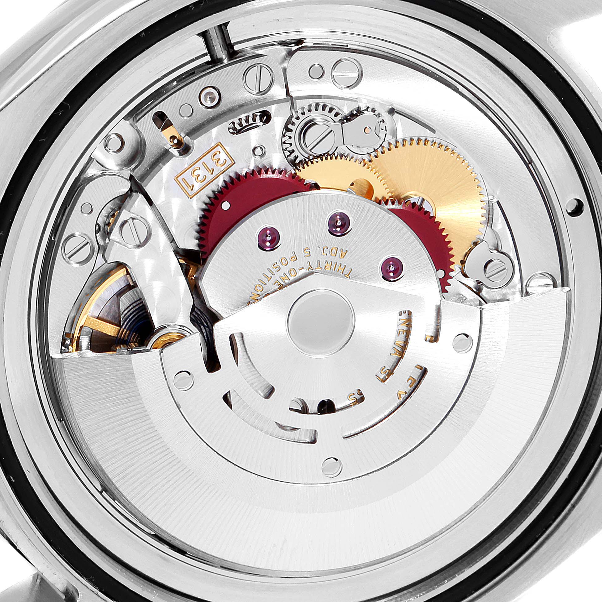 This image shows the inner mechanics and movement of the Rolex Air-King 116900 Men's Stainless Steel Black Dial 116900 Men's Stainless Steel Black Dial watch, viewed from the back.