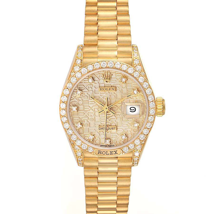 Rolex President Yellow Gold Anniversary Dial Diamond Ladies Watch 69158 Box SwissWatchExpo