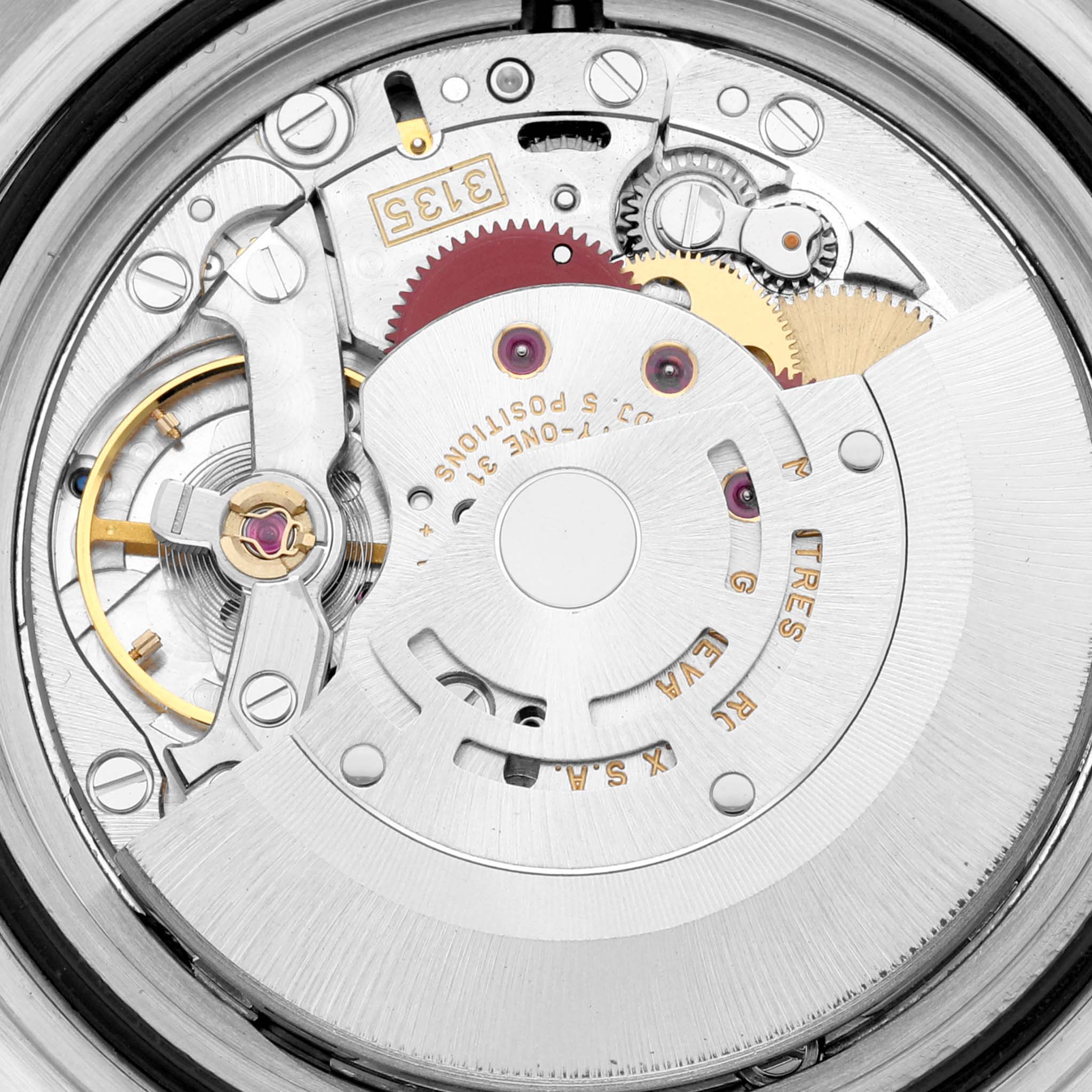 This image shows the intricate internal mechanism and movement components of the Rolex Submariner 16610 Men
s Stainless Steel Black Dial 16610 Men
s Stainless Steel Black Dial watch model 3135.