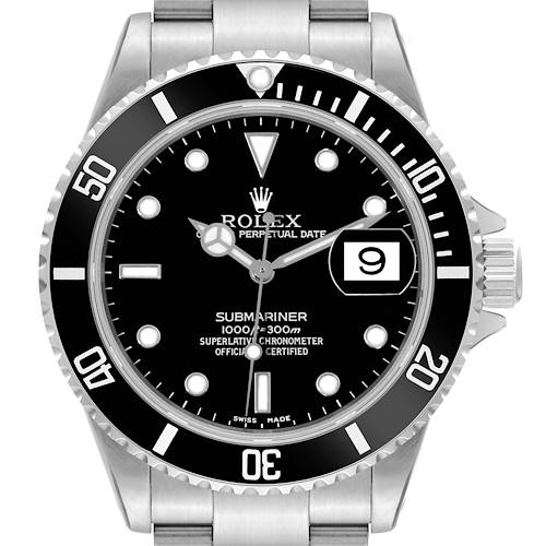 Photo of Rolex Submariner Date Black Dial Steel Mens Watch 16610 Box Papers