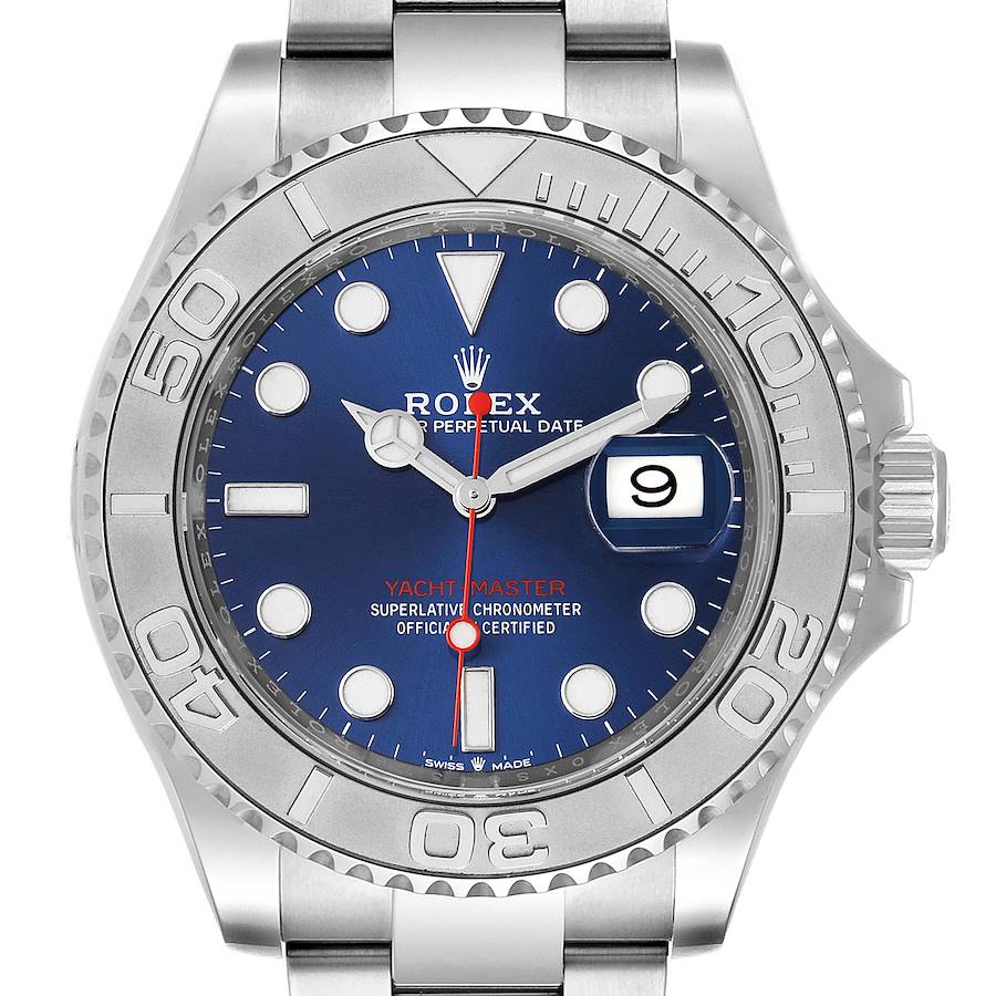 Rolex Yachtmaster Stainless Steel Platinum Blue Dial Watch 126622 Box Card SwissWatchExpo