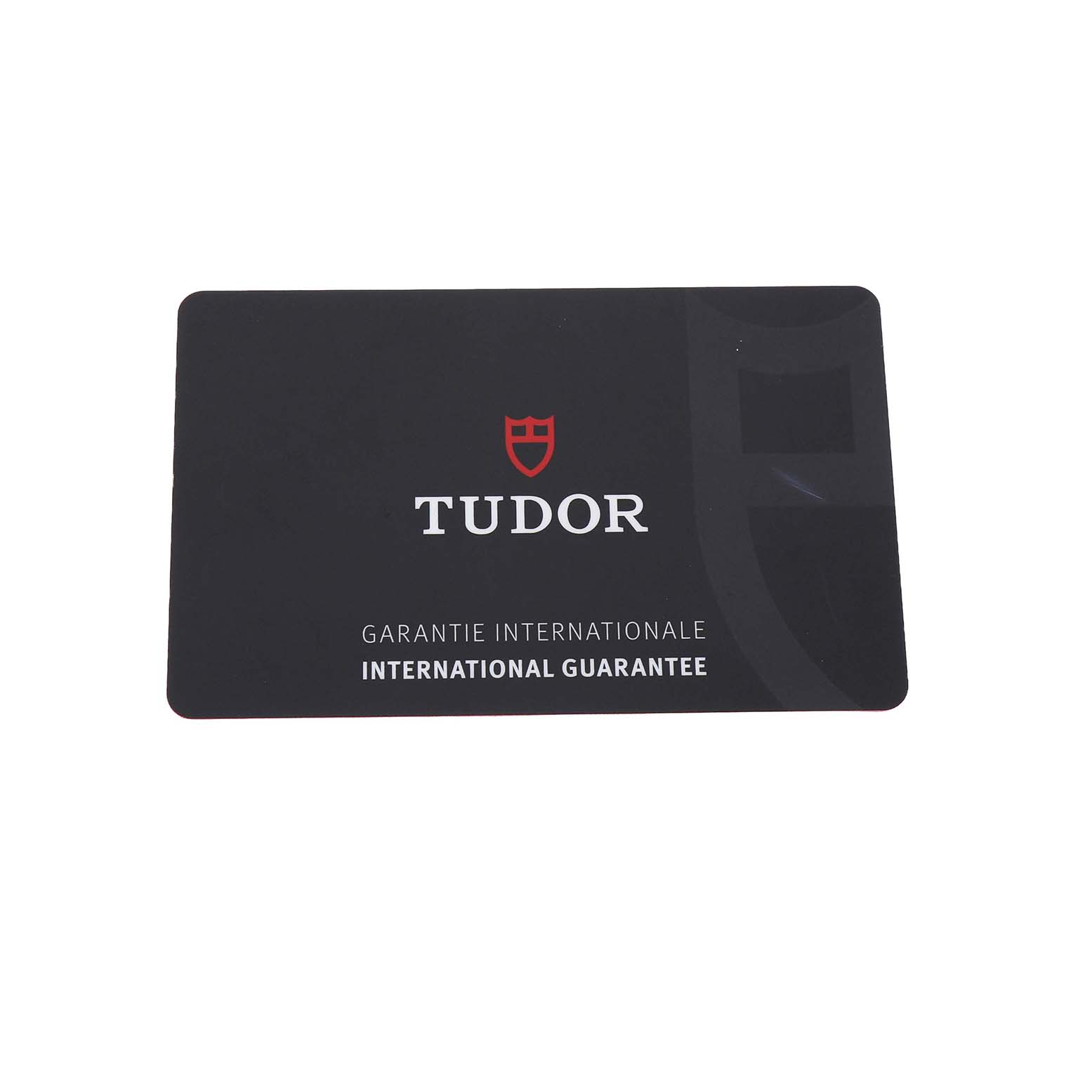 The image shows the international guarantee card for the Tudor Heritage Black Bay M79360N Men's Stainless Steel Pink Dial watch.