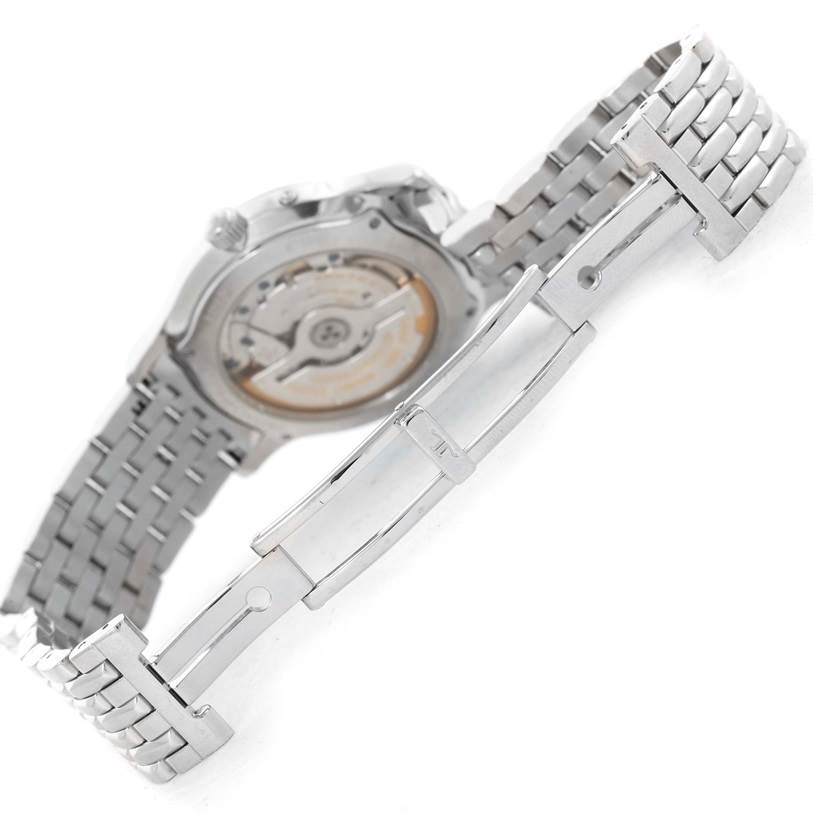 The image shows the back and bracelet clasp of a Jaeger-LeCoultre Master model watch.