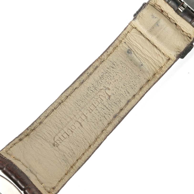 The image shows the inner side of a leather strap for a Jaeger LeCoultre Master Q1628430 Men's Stainless Steel Silver Dial Q1628430 Men's Stainless Steel Silver Dial model watch.