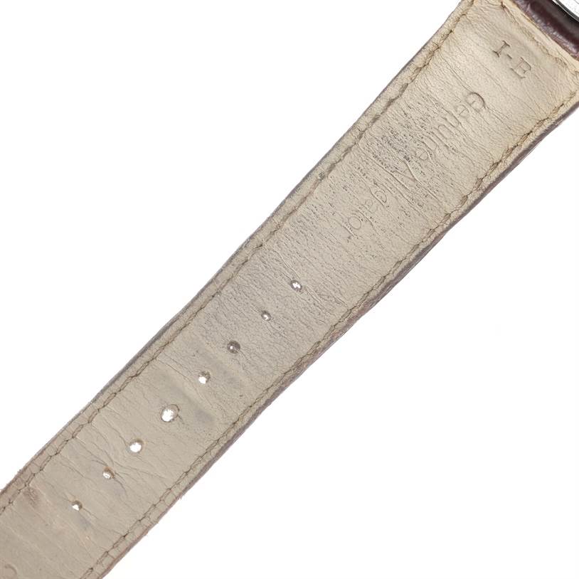 The image shows the inner side of a leather strap for a Jaeger LeCoultre Master Q1628430 Men's Stainless Steel Silver Dial Q1628430 Men's Stainless Steel Silver Dial model watch.