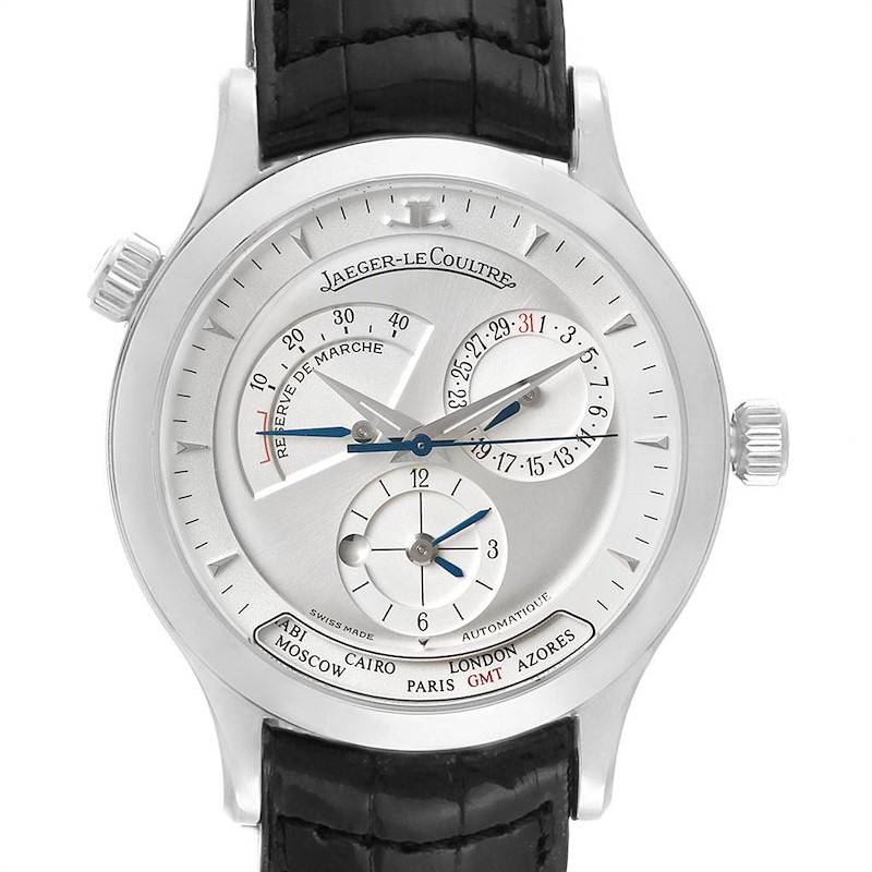 Jaeger Lecoultre Master Geographic Steel Mens Watch 142.8.92 SwissWatchExpo