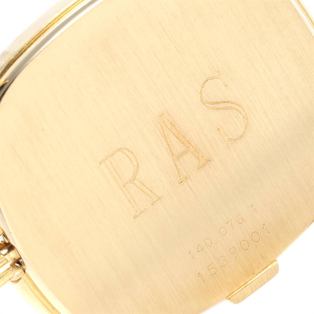 This image shows the engraved back casing of a Vintage Jaeger LeCoultre watch.