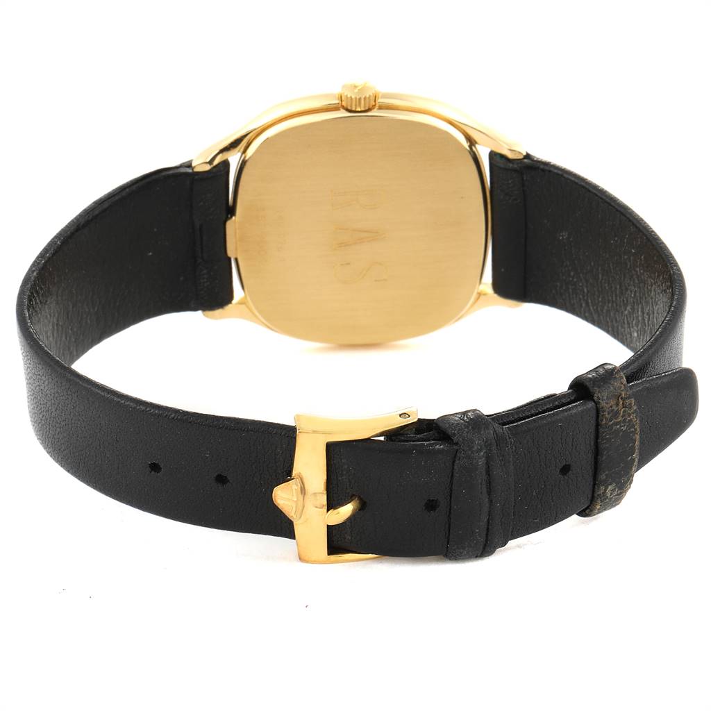 This image shows the back and clasp of a Vintage Jaeger LeCoultre watch from a rear angle.