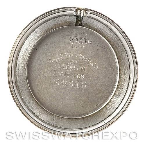 This image shows the inner case back of a Vintage Jaeger LeCoultre watch model 615-208.