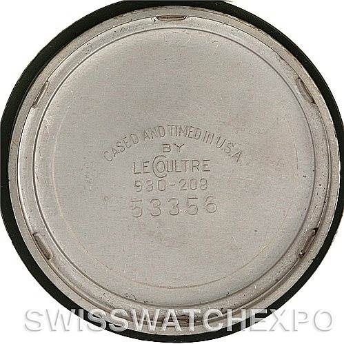 This image shows the back cover or inner case back of a vintage Jaeger LeCoultre watch, displaying its model number and brand engraving.