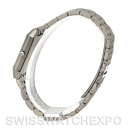 This image shows a side view of the Jaeger-LeCoultre Reverso watch, focusing on the strap and case.