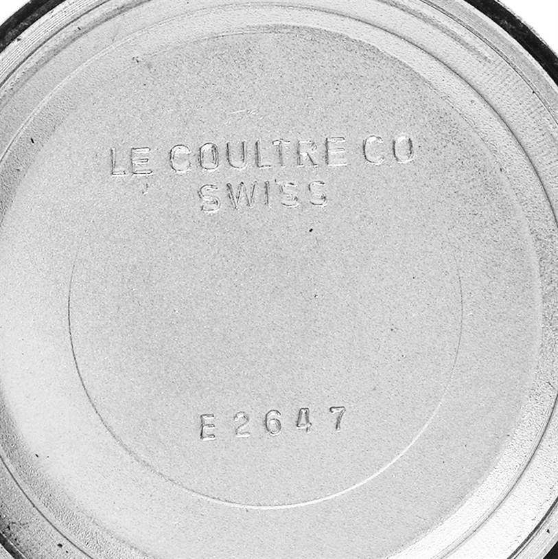 This image shows the inside case back of a vintage Jaeger LeCoultre watch.