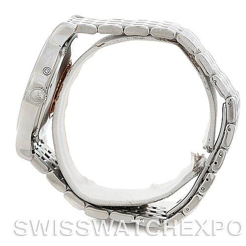 The image shows a side view of the Jaeger LeCoultre Master 142.8.92 Men's Stainless Steel Silver Dial 142.8.92 Men's Stainless Steel Silver Dial model watch, highlighting the watch case and the metal bracelet.