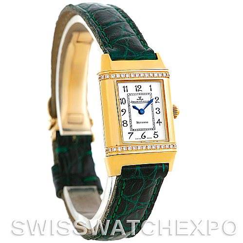 Jaeger LeCoultre Reverso Lady 18K Yellow Gold Diamond Watch 265.1.08 SwissWatchExpo