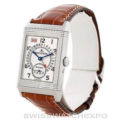 Jaeger LeCoultre Reverso Day Date Steel Watch 270.8.36 SwissWatchExpo