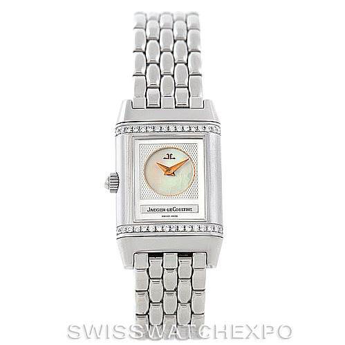 Jaeger LeCoultre Reverso Duetto Ladies Steel Diamond Watch 266.8.44 SwissWatchExpo