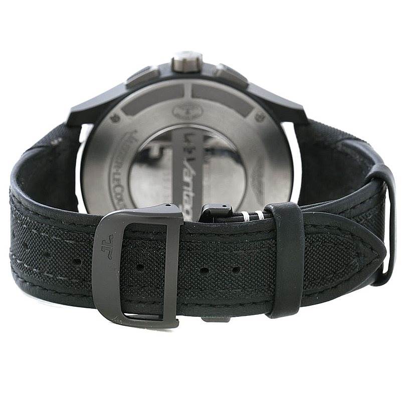This image shows the back view of a Jaeger LeCoultre Amvox 193.J.471 Men's Stainless Steel Black Dial 193.J.471 Men's Stainless Steel Black Dial watch, highlighting the strap and clasp.