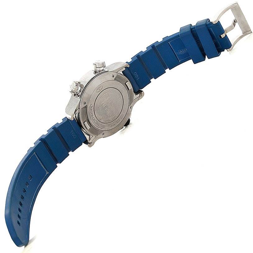 The image shows the back case and strap of the Jaeger LeCoultre Master 150.T.42 Men
s Titanium Black Dial 150.T.42 Men
s Titanium Black Dial model watch at an angled rear view.