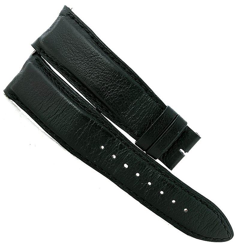 This image shows a black leather watch strap designed for the Jaeger LeCoultre Master 150.T.42 Men
s Titanium Black Dial 150.T.42 Men
s Titanium Black Dial model.