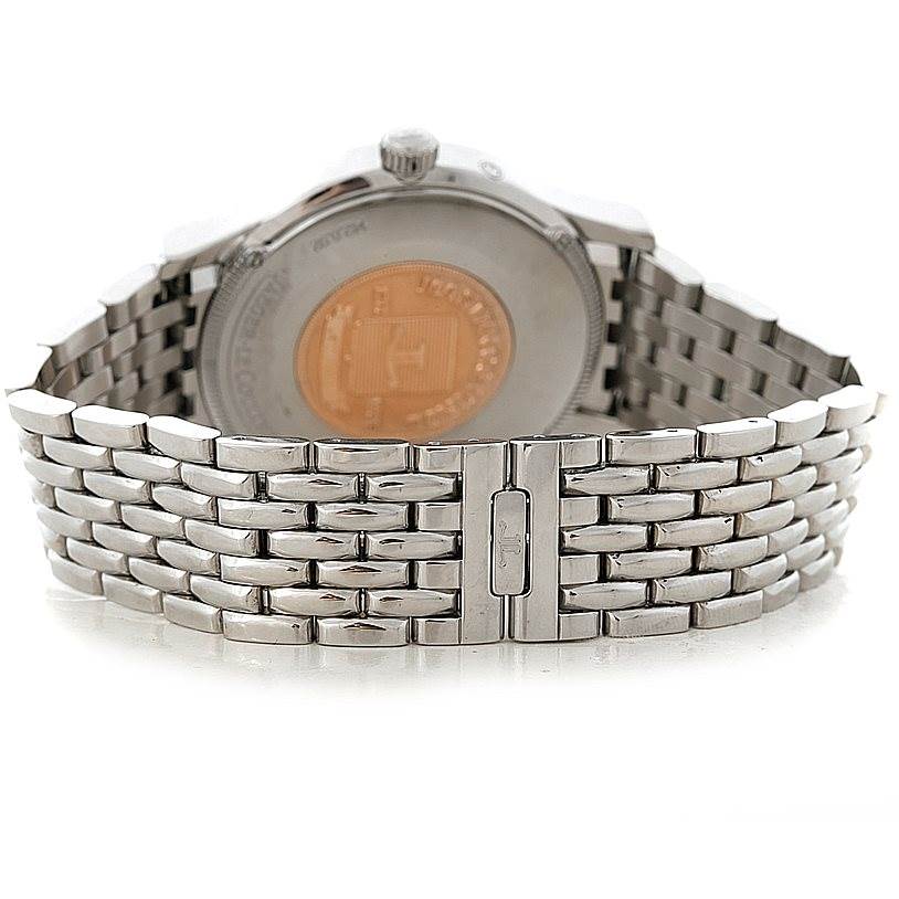 This image shows the back view of a Jaeger-LeCoultre Master model watch, focusing on the clasp and bracelet.
