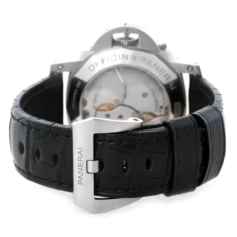 The image shows the back view of a Panerai Luminor PAM00233 Men's Stainless Steel Black Dial PAM00233 Men's Stainless Steel Black Dial watch, highlighting the buckle and strap.