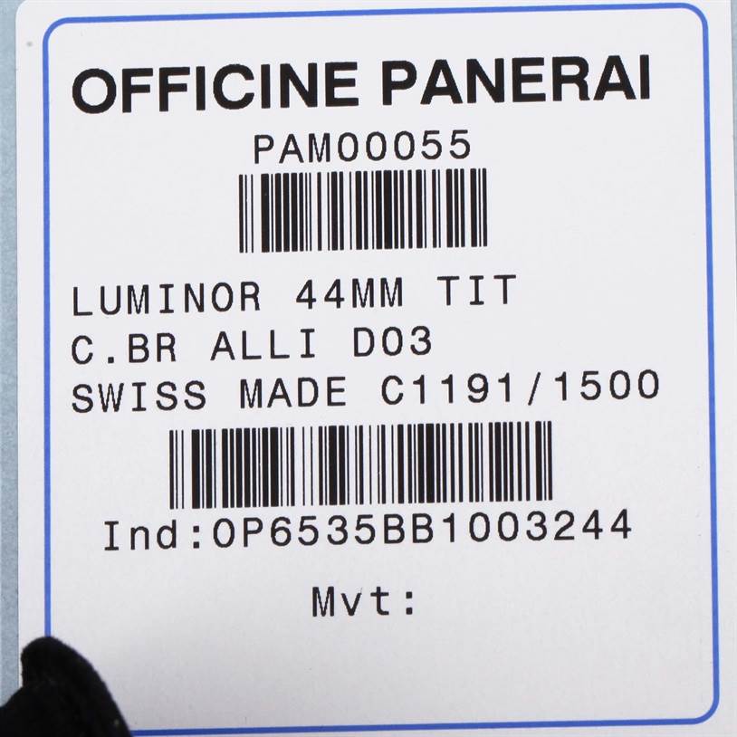 Panerai Luminor PAM00055 Men
s Titanium Black Dial PAM00055 Men
s Titanium Black Dial Base 44mm Titanium Watch PAM055 PAM00055