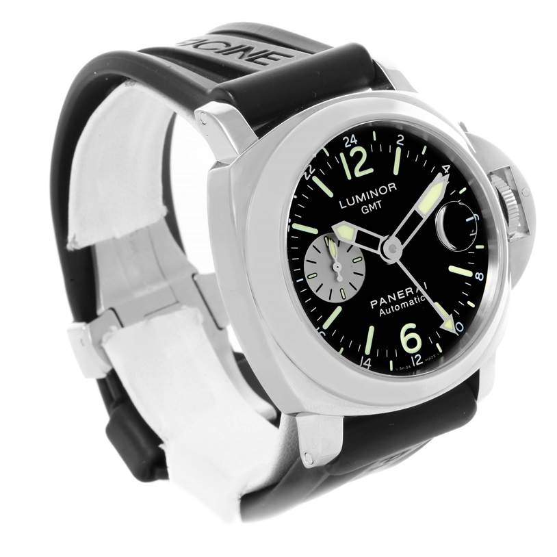 The Panerai Luminor PAM00088 Men's Stainless Steel Black Dial PAM00088 Men's Stainless Steel Black Dial watch model is shown from a front angle, displaying the face, strap, and crown.
