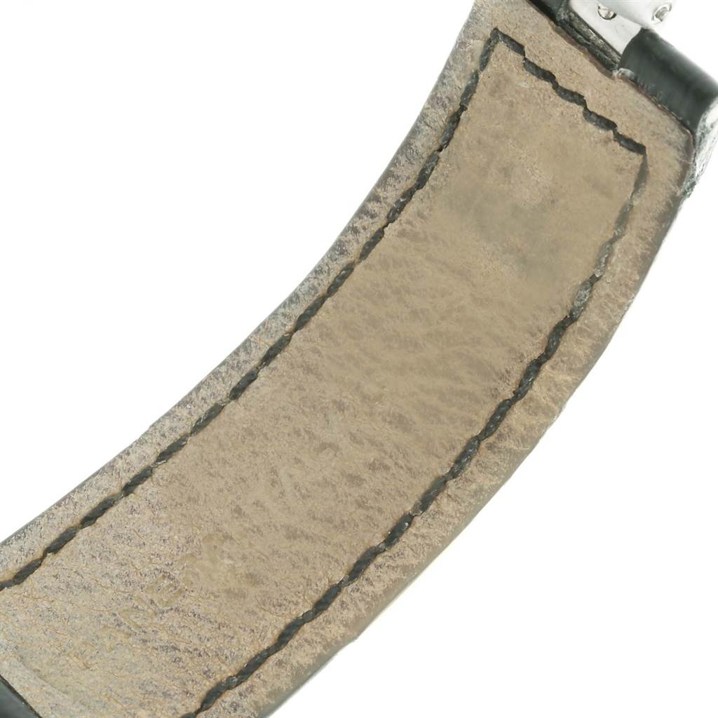 The image shows a close-up view of the leather strap on a Panerai Luminor PAM00164 Men's Stainless Steel Black Dial PAM00164 Men's Stainless Steel Black Dial watch.