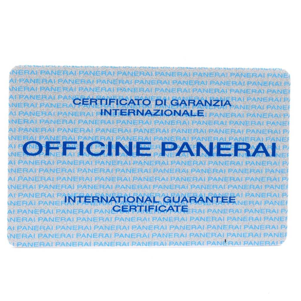 The image shows a Panerai Luminor PAM00000 Men's Stainless Steel Black Dial PAM00000 Men's Stainless Steel Black Dial international guarantee certificate card.