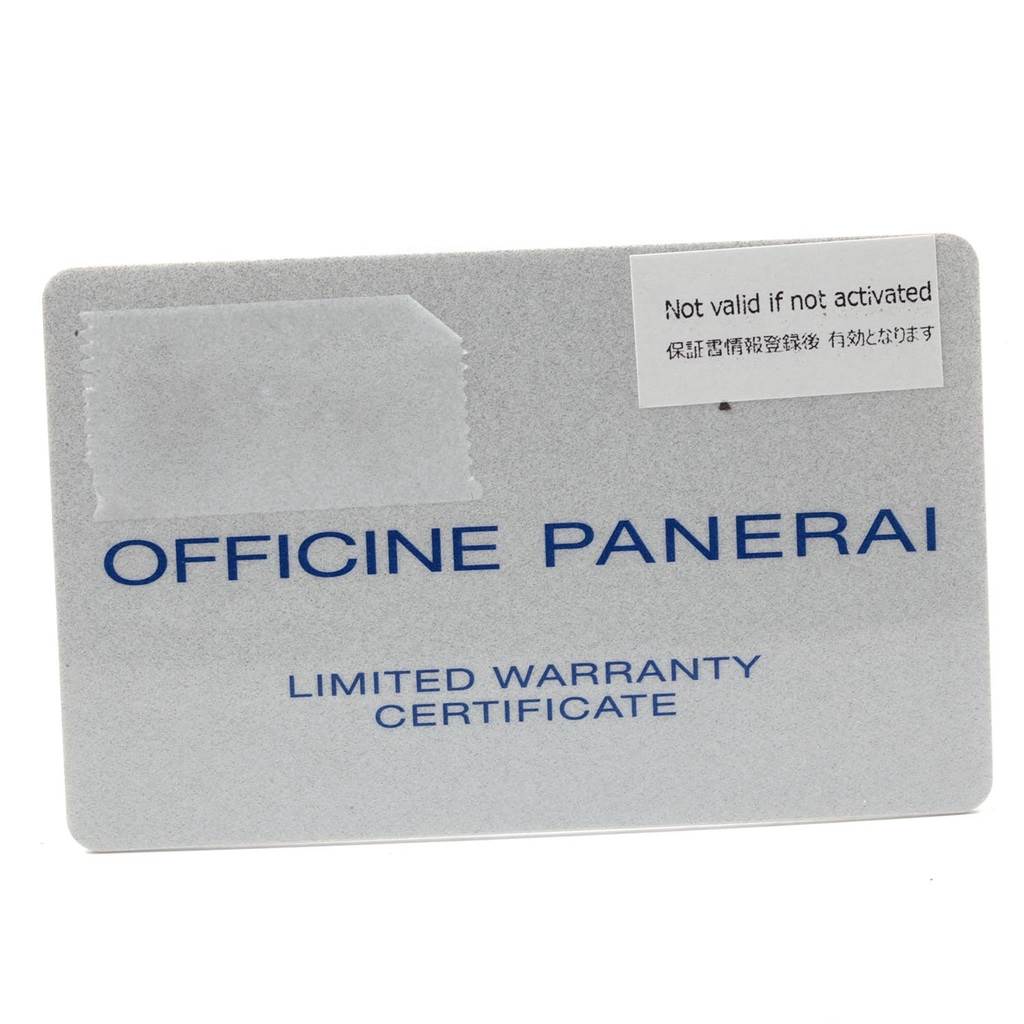 This image shows the front side of the limited warranty certificate for a Luminor model by Panerai.
