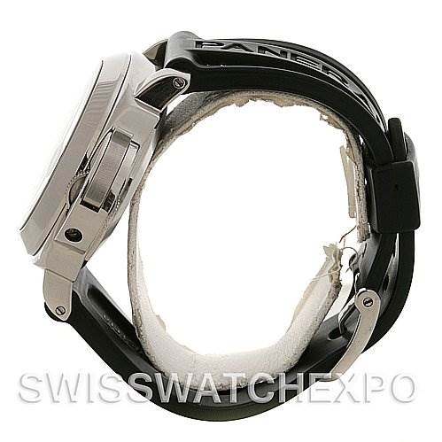 The image shows a side profile of the Panerai Luminor PAM88 OR PAM 88 OR PAM 00088 Men's Stainless Steel Black Dial PAM88 OR PAM 88 OR PAM 00088 Men's Stainless Steel Black Dial watch, focusing on the case and strap.