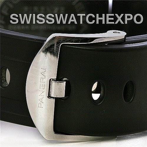 The image shows a close-up of the buckle and strap of a Panerai Luminor PAM88 OR PAM 88 OR PAM 00088 Men's Stainless Steel Black Dial PAM88 OR PAM 88 OR PAM 00088 Men's Stainless Steel Black Dial watch.