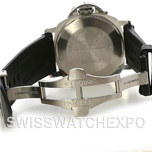 The image shows the back case and clasp of the Panerai Submersible PAM24 OR PAM 24 OR PAM 00024 Men's Stainless Steel Black Dial PAM24 OR PAM 24 OR PAM 00024 Men's Stainless Steel Black Dial watch, with "OFFICINE PANERAI" engraved on the clasp.
