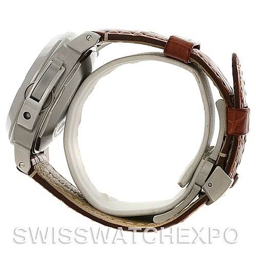 The image shows a side view of the casing and strap of a Panerai Luminor PAM00048 Men
s Stainless Steel Black Dial PAM00048 Men
s Stainless Steel Black Dial watch.