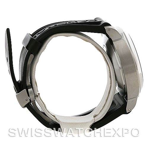 This image shows a side view of a Panerai Luminor PAM164 Men
s Stainless Steel Black Dial PAM164 Men
s Stainless Steel Black Dial watch, highlighting the case, strap, and buckle.