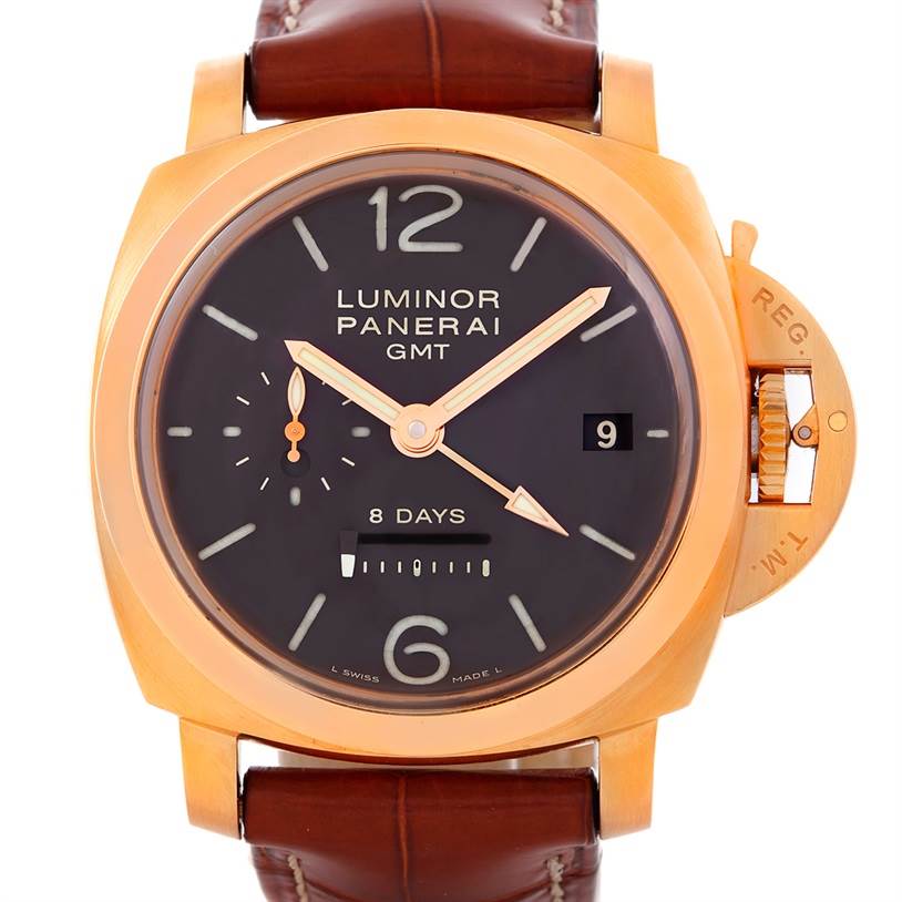 Panerai Luminor GMT 18K Rose Gold Mens Watch PAM00289 PAM 289