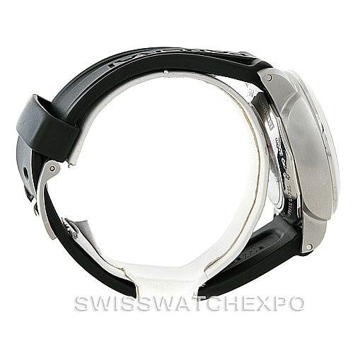 The image shows a side profile of a Panerai Luminor PAM00312 Men's Stainless Steel Black Dial PAM00312 Men's Stainless Steel Black Dial watch, highlighting the case, crown, and strap.