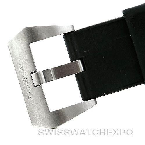 The image shows a close-up view of the buckle and strap of a Panerai Luminor PAM00312 Men's Stainless Steel Black Dial PAM00312 Men's Stainless Steel Black Dial watch.