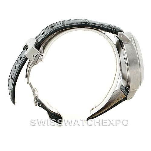 This image shows a side view of the Panerai Luminor PAM119 Men
s Stainless Steel Blue Dial PAM119 Men
s Stainless Steel Blue Dial watch, highlighting the case and strap.